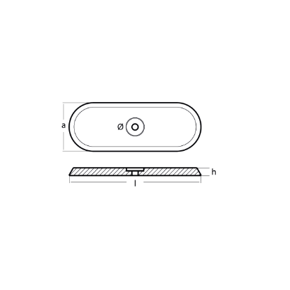 USA plate 216X80X12,6 WITH 1 HOLE