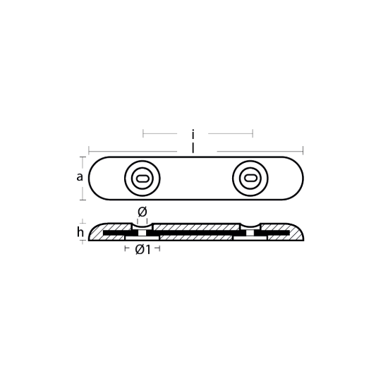 Bolt-on bar anode UK TYPE - Fairline  455x90x40 H.C.230