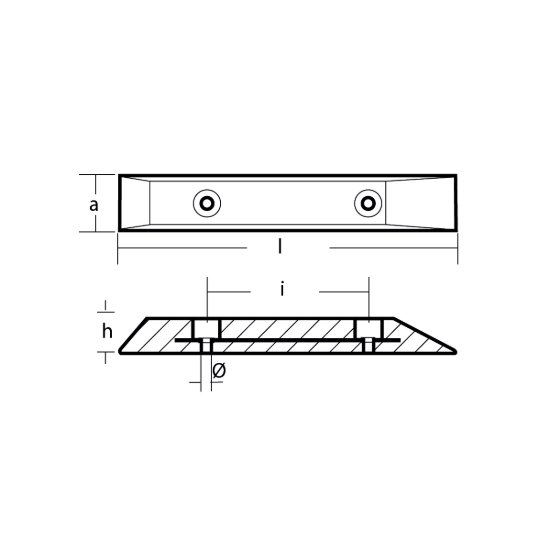 bolt on anodes with insert 500x80x50 Bigliani series