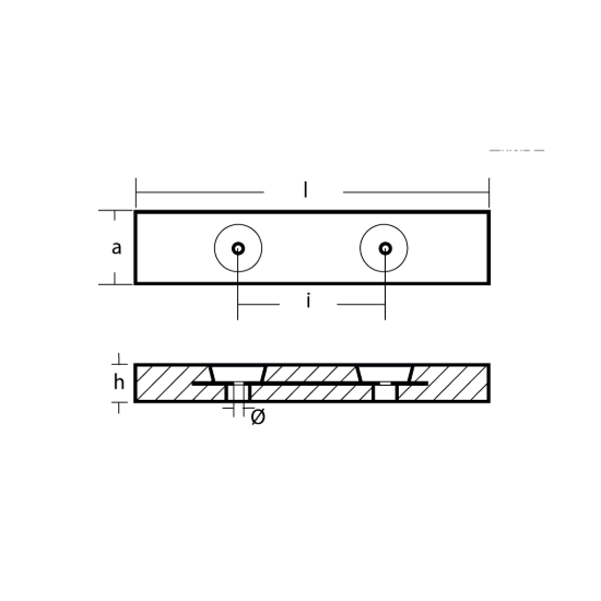bolt on anodes with insert 600x120x60 Corrubia II series