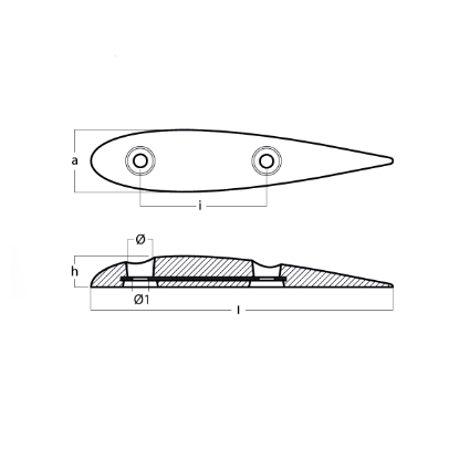 Bolt on anode Naca series 240x60x31 c.f. 80