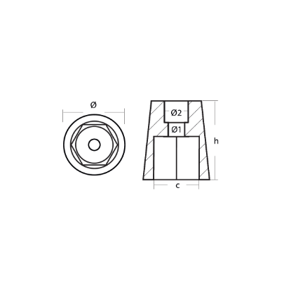 Radice propeller anode hexagonal type
