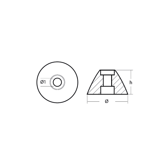 Sidepower - Sleipner propeller nut Ø25,6 H.15,2