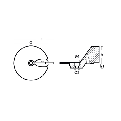 Johnson -Evinrude trim tab anode - pinna orientabile per motori Johnson-Evinrude