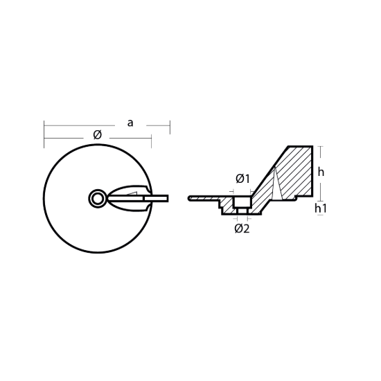 Johnson -Evinrude trim tab anode - pinna orientabile per motori Johnson-Evinrude
