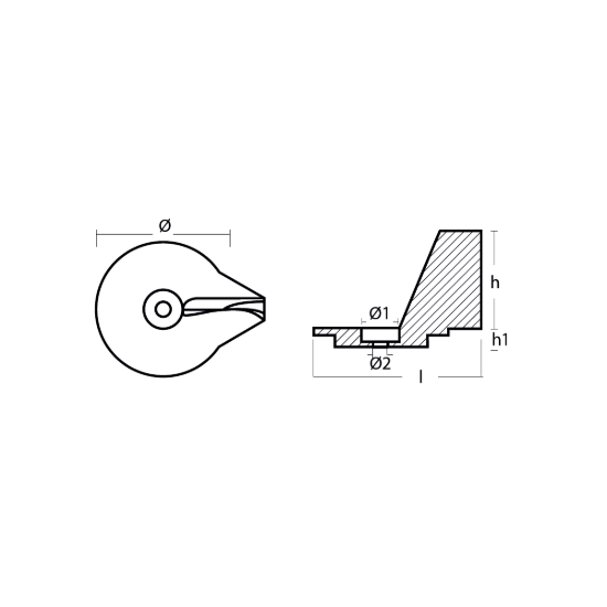 Mercury standard trim tab anode - Pinna per motori Mercury