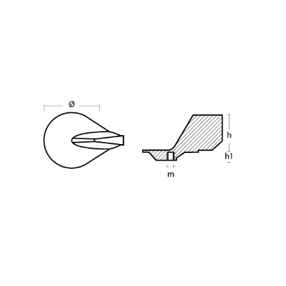Mercury standard trim tab anode - Pinna per motori Mercury