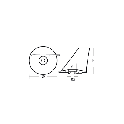Tohatsu trim tab anode - Pinna per motori Tohatsu