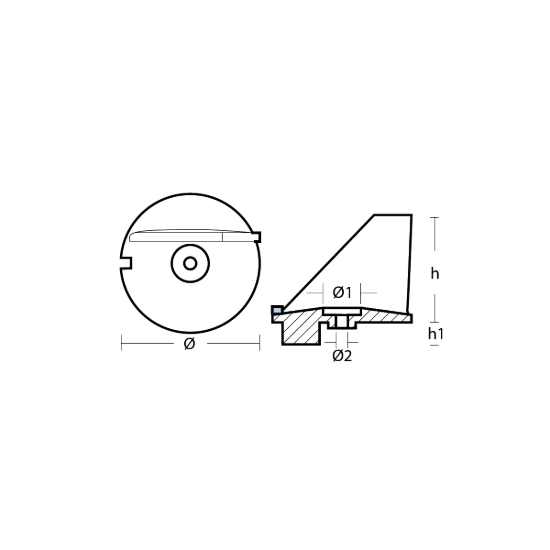 Tohatsu trim tab anode - Pinna per motori Tohatsu