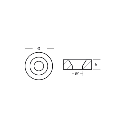 Tohatsu button anode for trim tab - Rondella per motori Tohatsu