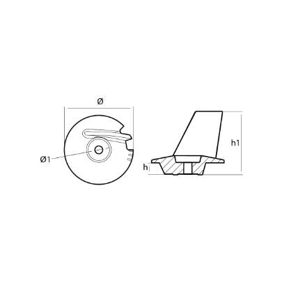 Tohatsu trim tab anode - Pinna per motori Tohatsu
