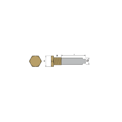 Yamaha pencil anode Ø12 L.52  complete with brass plug  th.3/8''NPT