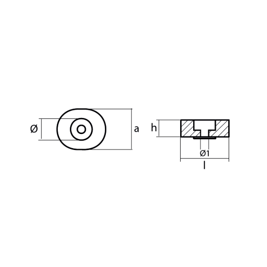 Kamewa oval washer anode - Rondella ovale per motori Kamewa