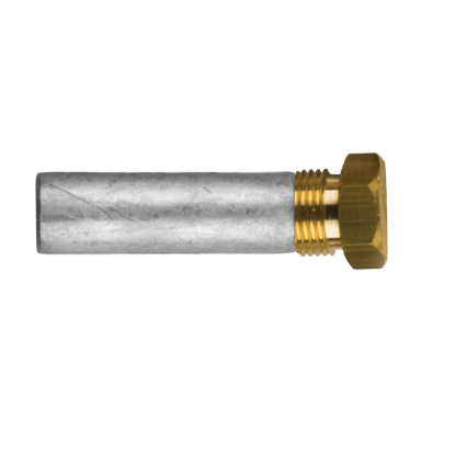 Caterpillar pencil anode Ø 14 L.50 complete with brass plug th.3/4'' UNF