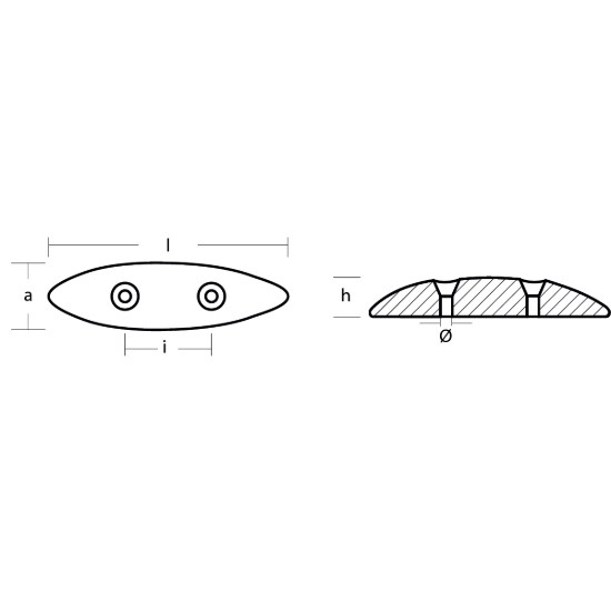 Plate for Flaps OVAL 146x40x22 H.C. 52
