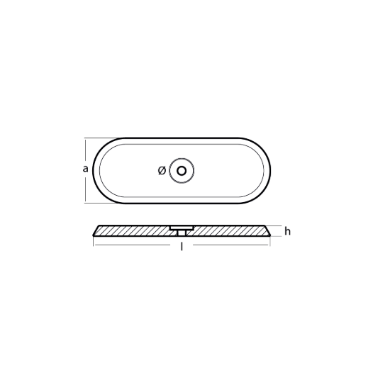 USA plate 216X80X12,6 WITH 1 HOLE