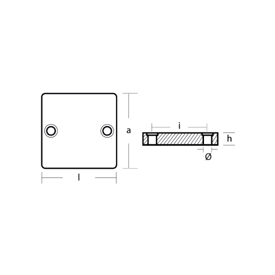 Mercruiser Square Plate Anode - Piastra quandrata per motori Mercruiser