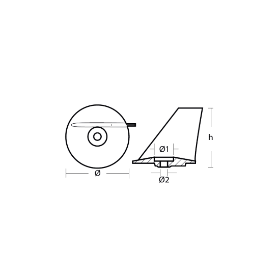 Tohatsu trim tab anode - Pinna per motori Tohatsu
