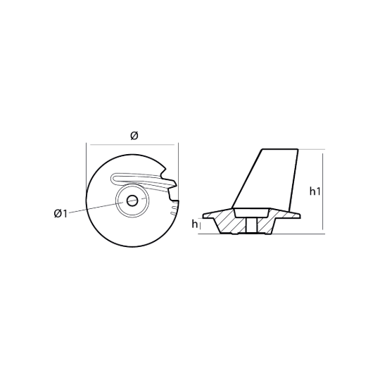 Tohatsu trim tab anode - Pinna per motori Tohatsu