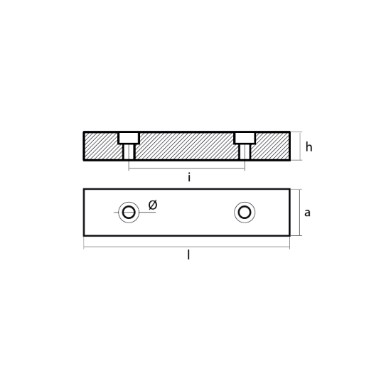 Bolt-on anode for Hull 110x25x15 H.C.62