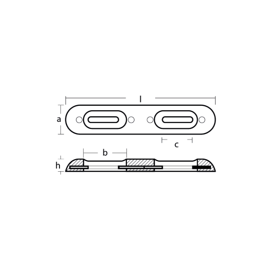 Bolt-on bar anode UK TYPE - Fairline 320x65x35 H.C.160