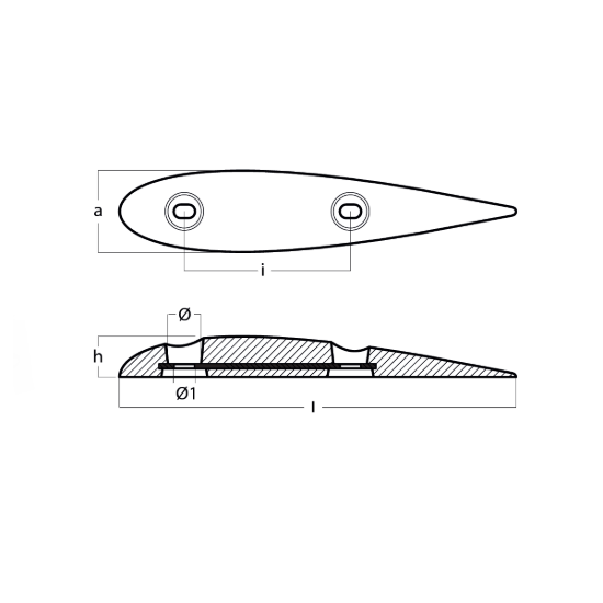 Bolt on anode Naca series 410x84x42 H.C.160