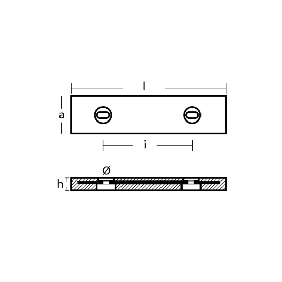 Bolt-on bar commercial anode 455X105X35 H.C. 230