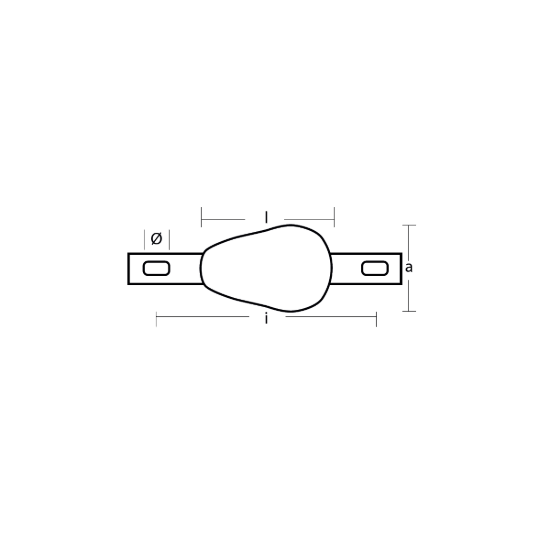 tear drop bolt-on anode 0,7kg with slotted holes H.C.200
