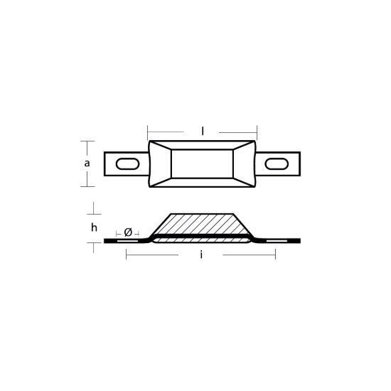 Bolt on anode 1kg with slotted holes H.C.120