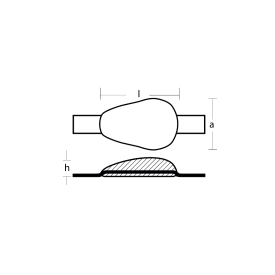 Tear drop weld-on anode