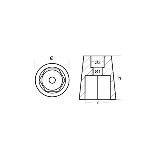 Radice propeller anode hexagonal type