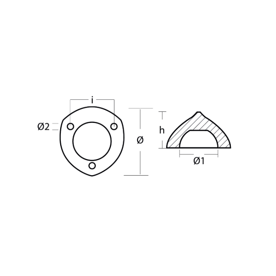 Compatible Max Prop - 3 holes propeller anode Ø150