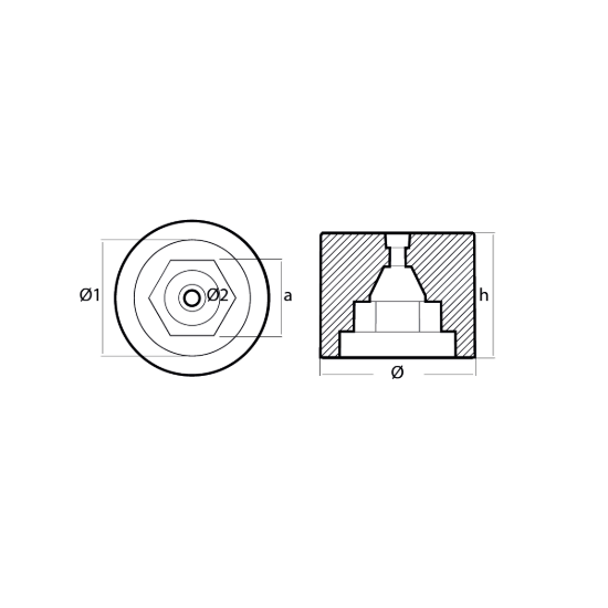Ferretti exagonal propeller anode Ø155