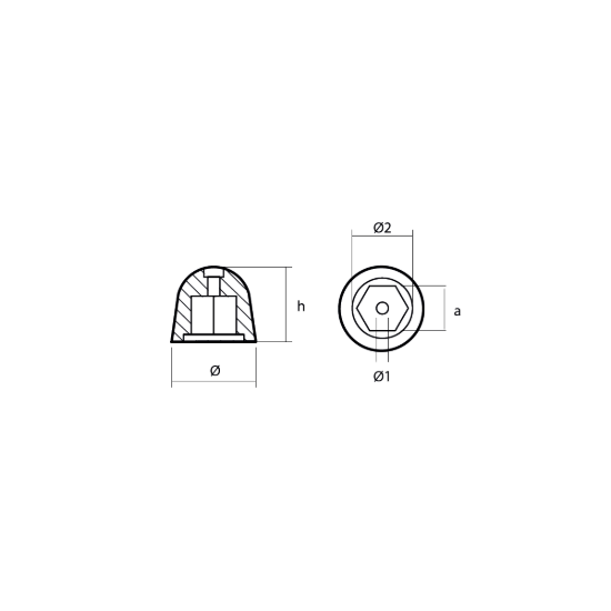 Sidepower - Sleipner propeller nut SE130/170 - SP240/285