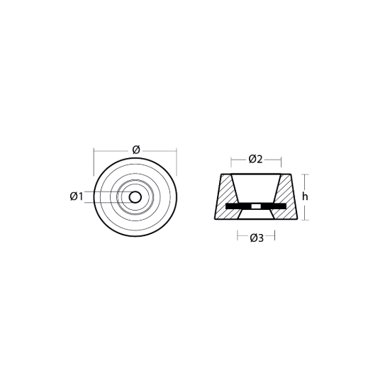 Vetus round anode with steel insert Ø78 H45