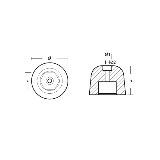 Vetus hexagonal propeller nut Ø 50 H.41