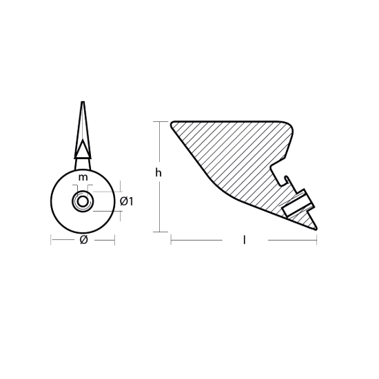 BMW long skeg anode for trim - Pinna lunga per motori BMW