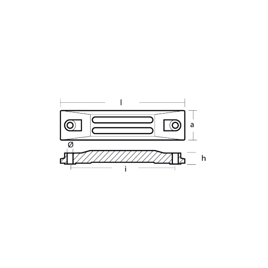 Honda small bar anode for stern bracket - Anodo per supporto motore Honda