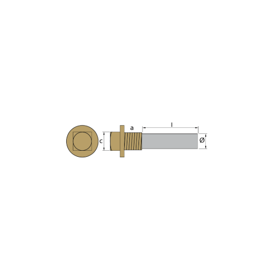 Volvo Penta pencil anode Ø26 - L 40 - with brass plug th. 1'' GAS (bspp)