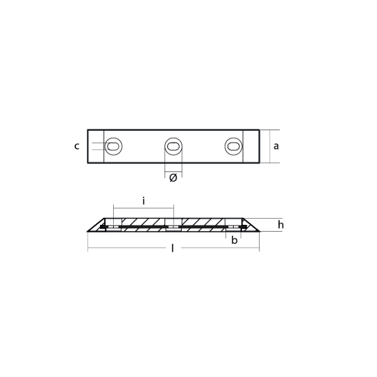 Kamewa bar with 3 holes 400X77X30 with insert
